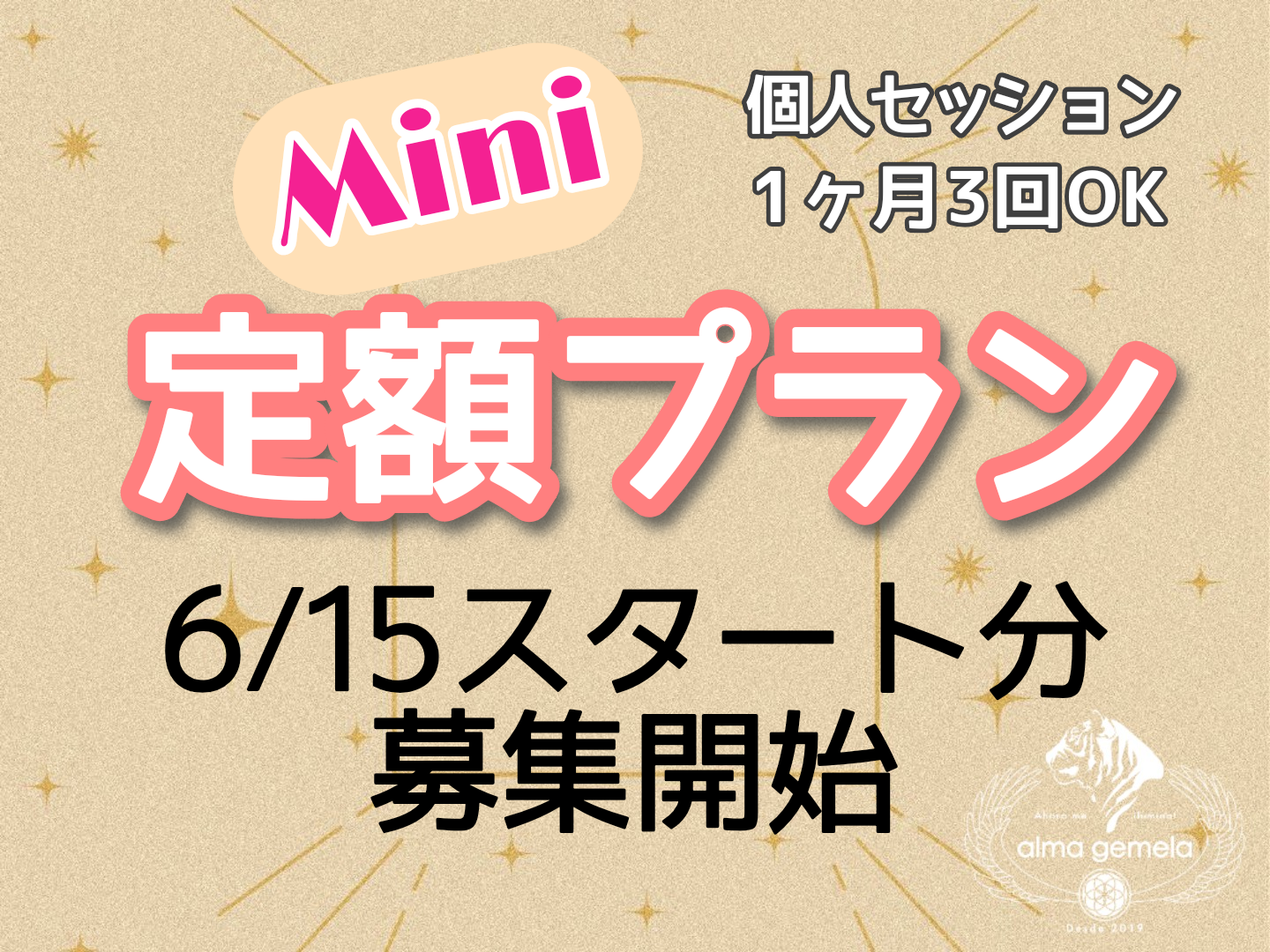 ミニ定額プラン募集開始のお知らせ ⭐ ヒーリングやリーディングの個人セッションを月3回まで定額で受けられる!